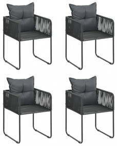 5 részes fekete PVC rattan kerti étkezőgarnitúra