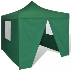 zöld összecsukható pavilon 4 fallal 3 x 3 m