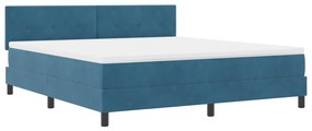 Boxspring Ágy Matraccal Sötétkék Szuper Király Bársony