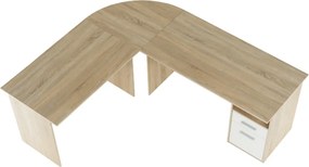 Sarok számítógépasztal, sonoma tölgyfa/fehér, MAURUS NEW MA11
