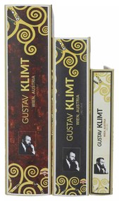 Klimt három részes könyv alakú fa tároló doboz Életfa