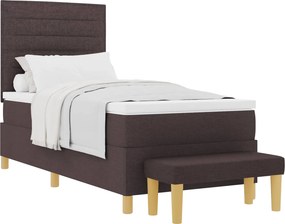 vidaXL Boxrugós ágy matracmal Sötét Barna 90 x 200 cm szövet