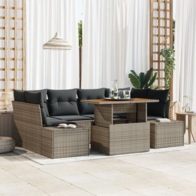 Kerti Kanapé Szett 7 darab Szürke, rattan