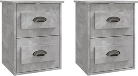 vidaXL 2 db betonszürke falra szerelhető éjjeliszekrény 41,5x36x53 cm