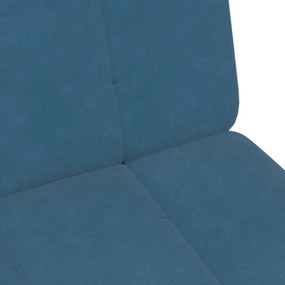 vidaXL 2 személyes kék bársony kanapéágy lábtartóval
