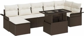 vidaXL Kerti Kanapé Szett párnával 8 pcs Barna Poli rattan