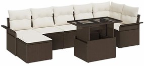 vidaXL Kerti Kanapé Szett párnával 8 pcs Barna Poli rattan