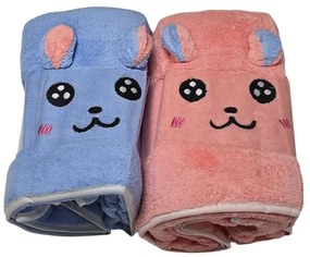 Mikroszálas fürdőlepedő CUTE pink + blue 2 db 70x140 cm