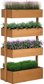 Outsunny 4 szintes emelt fa virágláda — narancssárga, helytakarékos függőleges kert (80 x 45 x 142 cm) | Aosom