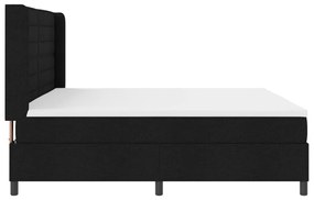 Boxspring ágy matraccal és LED világítással, fekete, 200x200 cm szövet