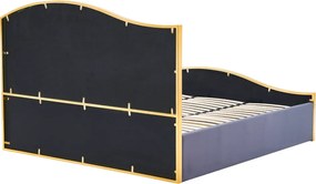 Ágy ráccsal, 180x200, sötétszürke Velvet szövet/gold arany króm, GEORGIA
