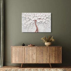 Kép - Egy fehér fa képe virágokkal, rózsaarany (90x60 cm)