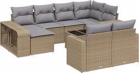 vidaXL 11 részes bézs polyrattan kerti ülőgarnitúra párnákkal
