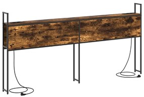 Tárolós Fejtámla Töltő Állomással Füstölt tölgy 180 cm Faanyag