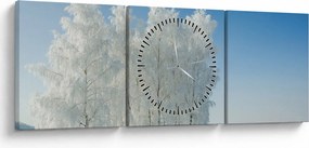 Egy havas táj képe (órával) (90x30 cm)