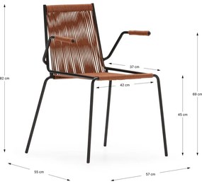 Terrakotta színű fém karfás-rakásolható étkezőszék szett 2 db-os Emily – Marckeric