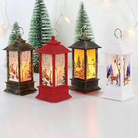 LED-es karácsonyi lámpa 14cm ólomüveg karácsonyi zseblámpa dekoráció