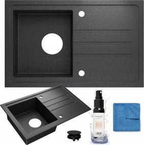 Egymedencés Mosogató Gránit Fekete Univerzális 70x44 cm Impregnálószer