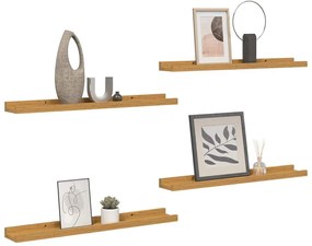 vidaXL Falpolc polcokkal tárolóval 4 pcs Bézs 40 x 9 x 3 cm Faanyag