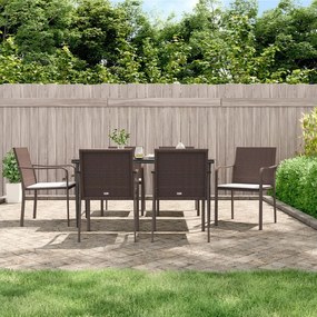 7 részes polyrattan és acél kerti étkezőgarnitúra párnával