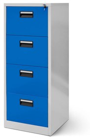 Fém irattartó szekrény, 4 fiókos SARA V4, 460 x 1320 x 620 mm, szürke-kék