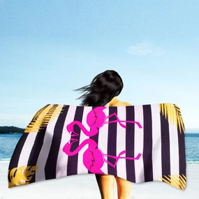 Flamingo Gold Fekete strandtörölköző