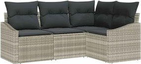 vidaXL Kanapé Szett párnával 4 pcs Világosszürke polirattan