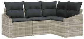 vidaXL Kanapé Szett párnával 4 pcs Világosszürke polirattan