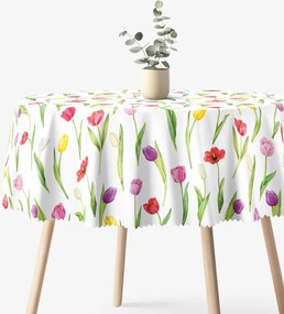 Goldea kör alakú teflonos terítő - színes tulipánok Ø 130 cm