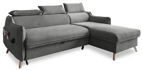 Világosszürke bársony kinyitható sarokkanapé (jobb oldali) Sweet Harmony – Miuform