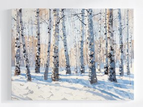 Vászonkép Canvas Tájkép Erdő Park Nyírfák Tél Hó 100x75