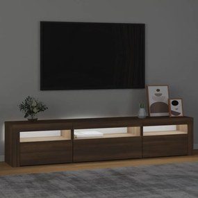 barna tölgy színű TV-szekrény LED-lámpákkal 195x35x40 cm
