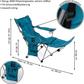DIVERO Kempingszék levehető lábtartóval kék