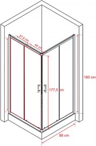 Spirit Matt 90x90x194 cm-es szögletes zuhanykabin, erősített akril zuhanytálcával
