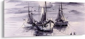 Kép - kikötő, olajfestmény (120x50 cm)
