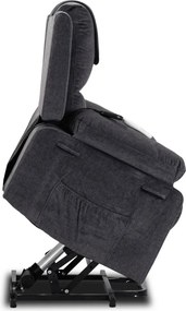 Fotel Masujący Elektrycznie Rozkładany FENIX z Funkcją Wstawania Ciemny Popiel