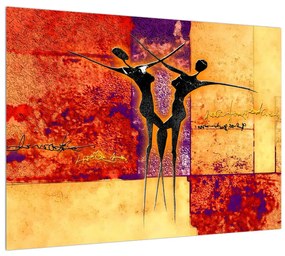 Két táncos absztrakt képe (70x50 cm)