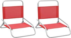 vidaXL 2 db összecsukható piros szövet strandszék
