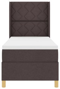 Boxspring Ágy Mattal &amp; LED Sötétbarna 80x200 cm Szövet