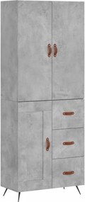 vidaXL betonszürke szerelt fa magasszekrény 69,5 x 34 x 180 cm