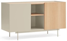 Bézs-natúr színű alacsony komód tölgyfa dekorral 130x78 cm Otto – Teulat