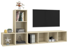 3 részes tölgyszínű forgácslap TV-szekrény szett