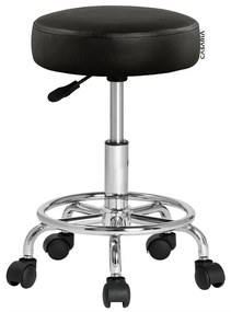 OXANA lábtartós görgős puff, Ø35cm, fekete Casaria