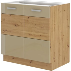 Alsó konyhaszekrény Arryn 80 D 2F BB (artisan tölgy + fényes cappuccino ). 1024754