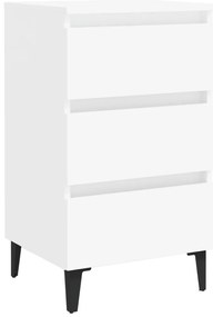 Fehér éjjeliszekrény fémlábakkal 40 x 35 x 69 cm