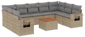 10 részes vegyes bézs polyrattan kerti ülőgarnitúra párnákkal