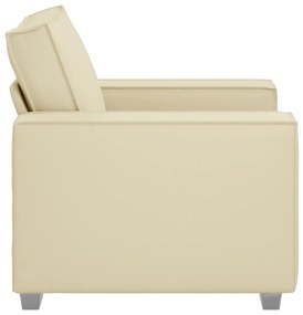 Krémszínű Fotel 59 cm Műbőrből