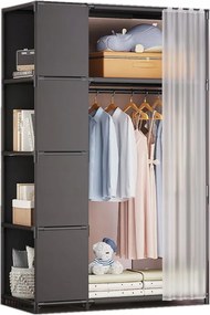 Moduláris Összecsukható Gardróbszekrény Ruhaakasztó Fém 163x45x89 cm