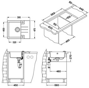 ALVEUS 1090950 - Mosogató ROCK 59,5x47,5 cm gránit/bézs
