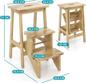 Összecsukható 3 fokos fellépő, natúr